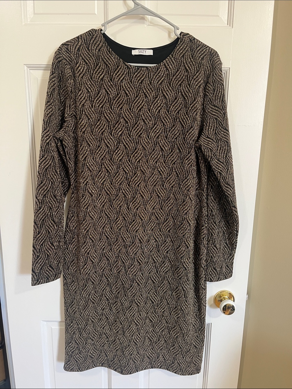 Suzy Shier gold holiday dress